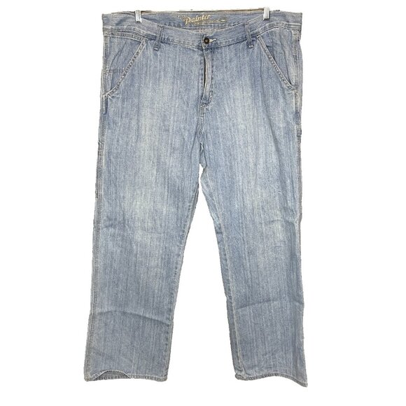 Old Navy Y2K Mens Painter Carpenter Utility Baggy Light Wash Denim Jean 42x32* - Picture 2 of 10